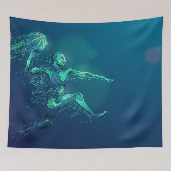 Item preview, graphic of wireframe basketball player shooting ball with lighting effect designed and sold by NiamLab.