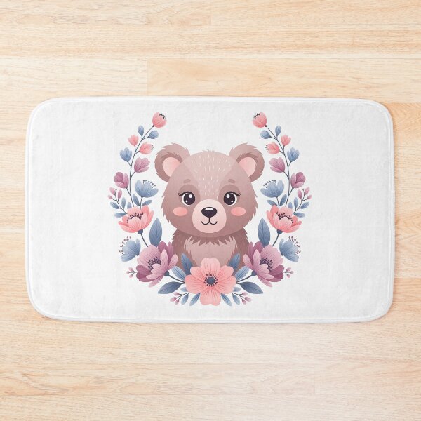 Item preview, Kawaii Bear Cub Floral Portrait designed and sold by Cherry Dreams.