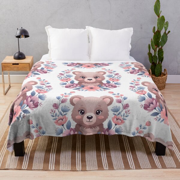 Item preview, Kawaii Bear Cub Floral Portrait designed and sold by Cherry Dreams.