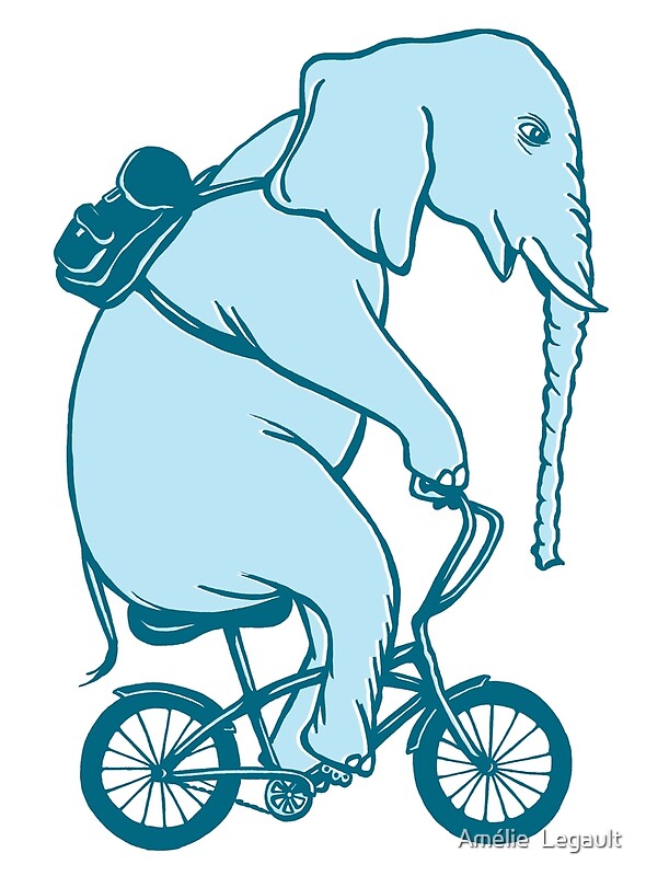 "Elephant on bike" by Amélie Legault Redbubble