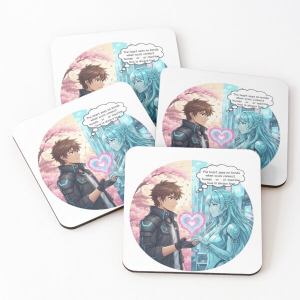 Item preview, Anime Heroine vs AI Love Story Sticker | Cyborg Romance Sci-Fi Art designed and sold by ARStickablestu.