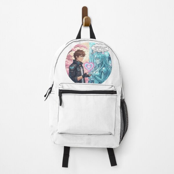 Item preview, Anime Heroine vs AI Love Story Sticker | Cyborg Romance Sci-Fi Art designed and sold by ARStickablestu.