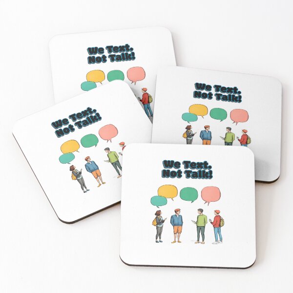 Item preview, "We Text, Not Talk", a playful, Shy But Witty typography text design. designed and sold by TR_fairydesigns.