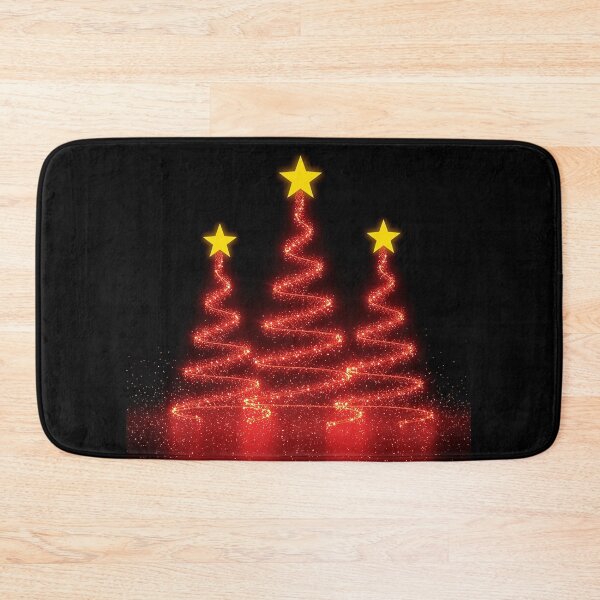 Item preview, Glowing Red Christmas Trees with Swirling Light Trails and Golden Stars designed and sold by PixelVibe782.