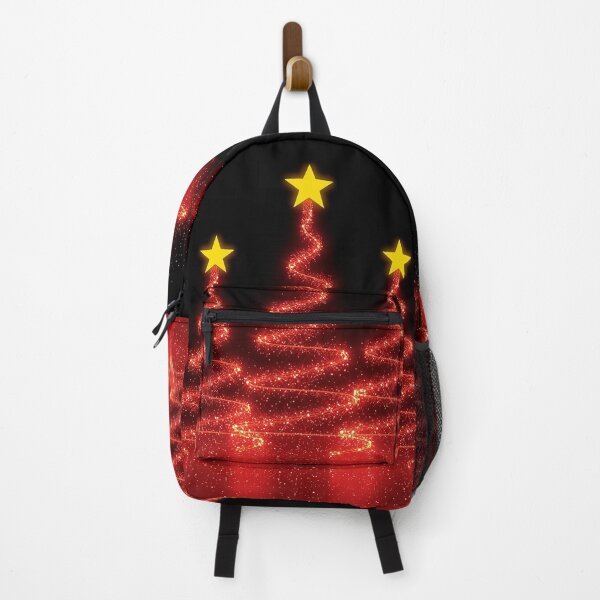 Item preview, Glowing Red Christmas Trees with Swirling Light Trails and Golden Stars designed and sold by PixelVibe782.
