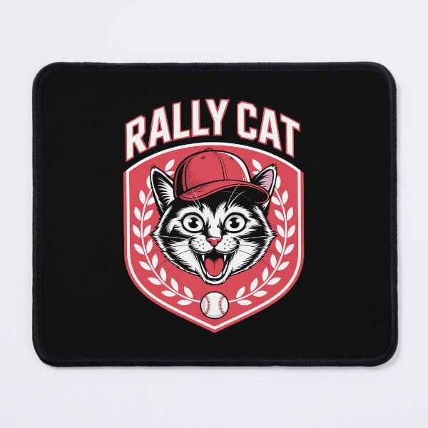 Item preview, Baseball Red and White Shield and Cap Rally Cat designed and sold by DrewLeuschke.