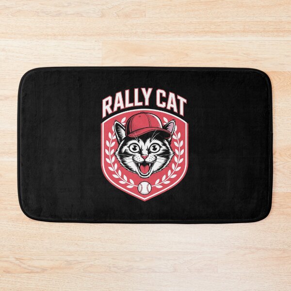Item preview, Baseball Red and White Shield and Cap Rally Cat designed and sold by DrewLeuschke.