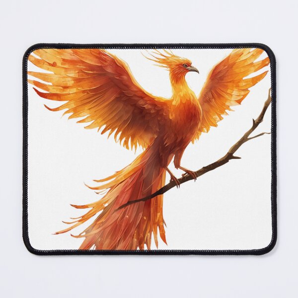 Item preview, Phoenix on a Branch, Majestic Winged Firebird Illustration designed and sold by Moodune.