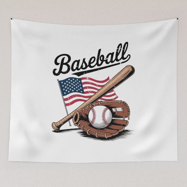Item preview, American Flag Baseball Player Bat Fan Catcher Pitcher USA  designed and sold by khorbiasieno.