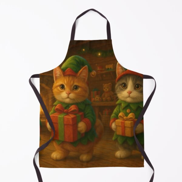 Item preview, Elf Cats in Santa’s Workshop – Cozy Christmas Scene with Cute Cats and Gifts designed and sold by leen12 Art Designs Prints.