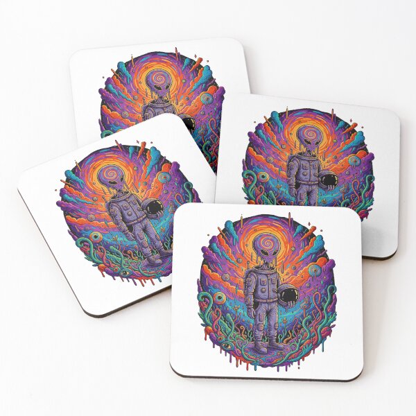 Item preview, Crying Alien Astronaut in Cosmic Jungle – Psychedelic Space Art designed and sold by bennasener.