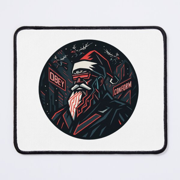 Item preview, Cyber Santa Overlord Badge – Neon Red Dystopia Vector Emblem designed and sold by Imaginarium of Chaos falcon88 .