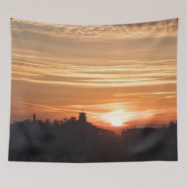 Item preview, Plovdiv Sahat Tepe Skyline Silhouettes at Sunrise designed and sold by Georgia Mizuleva.