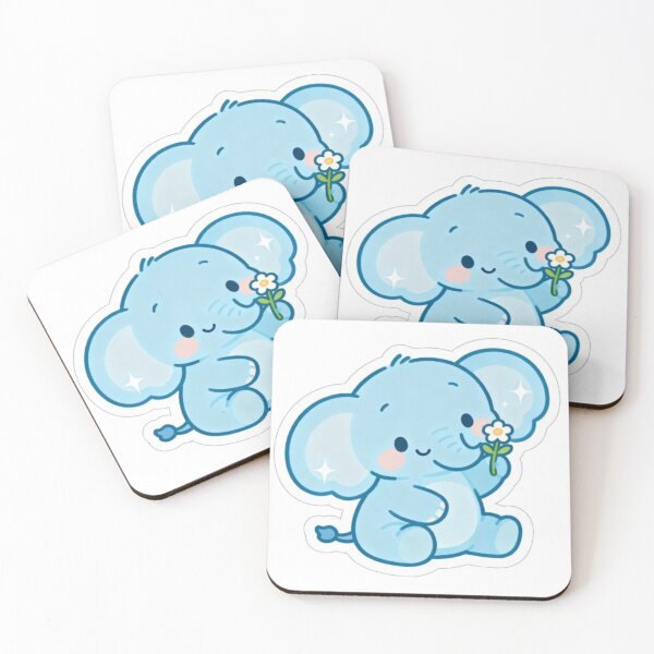 Item preview,  Cute Baby Elephant Sticker – Adorable Kawaii Elephant with Flower designed and sold by MiniPrintMagic.