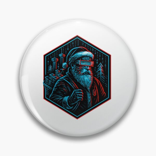 Item preview, Santa.exe Glitch Enforcer – Corrupted Cyber Holiday Badge designed and sold by Imaginarium of Chaos falcon88 .
