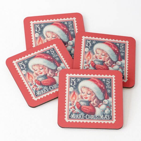 Item preview, Vintage Merry Christmas 5c US Postal Stamp - Festive Holiday Collectible designed and sold by Attire mukashaf.