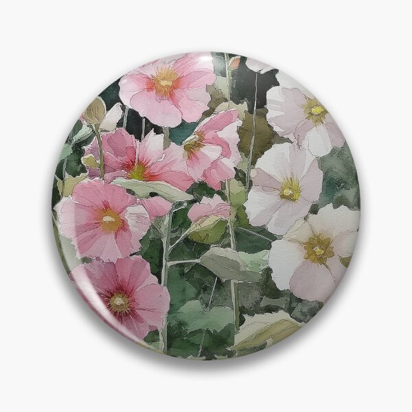 Item preview, Hollyhocks in a Flowerbed designed and sold by laurashawart.