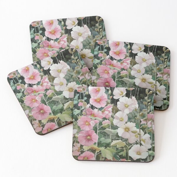 Item preview, Hollyhocks in a Flowerbed designed and sold by laurashawart.