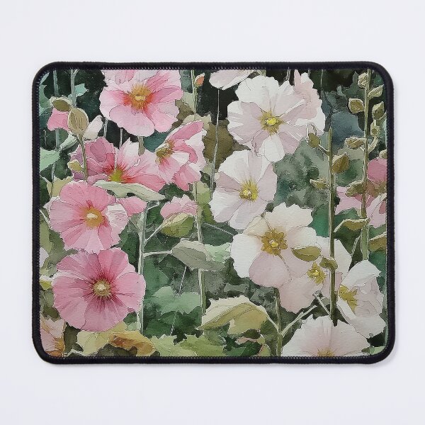 Item preview, Hollyhocks in a Flowerbed designed and sold by laurashawart.