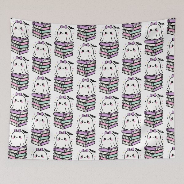 Item preview, Pastel ghost with books designed and sold by The Cozy Cauldron.