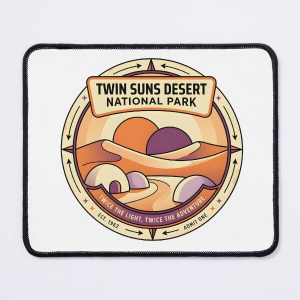 Item preview, Twin Suns Desert Sci-Fi Travel Emblem designed and sold by AbstractAuraArt.