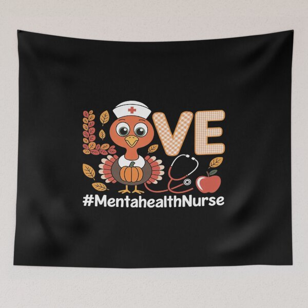 Item preview, Love Turkey Thanksgiving Mental Health Nurse Life Fall Scrub designed and sold by BubblePancake.