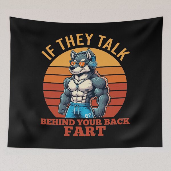 Item preview, Retro Muscle Wolf Fart Joke T-Shirt designed and sold by LarryMBrown.