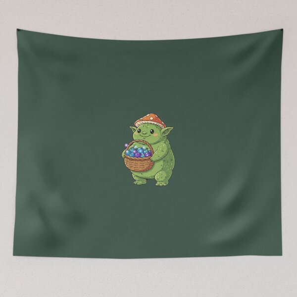 Item preview, Cute Mosskin Forager Goblincore Mushroom Fantasy Art designed and sold by Bratak.