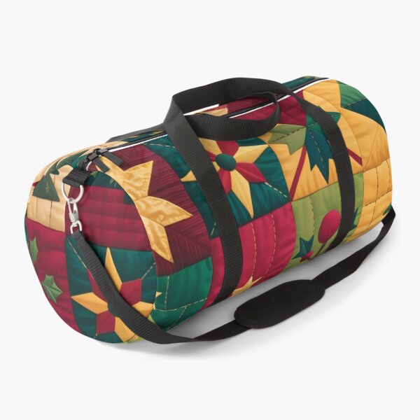Item preview, Vibrant Quilt Art Christmas Pattern Throw Pillow & Blanket: Traditional Holiday Motifs in Geometric Blocks designed and sold by ZyxDes.