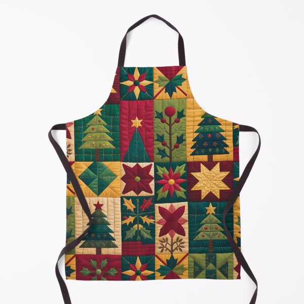Item preview, Vibrant Quilt Art Christmas Pattern Throw Pillow & Blanket: Traditional Holiday Motifs in Geometric Blocks designed and sold by ZyxDes.
