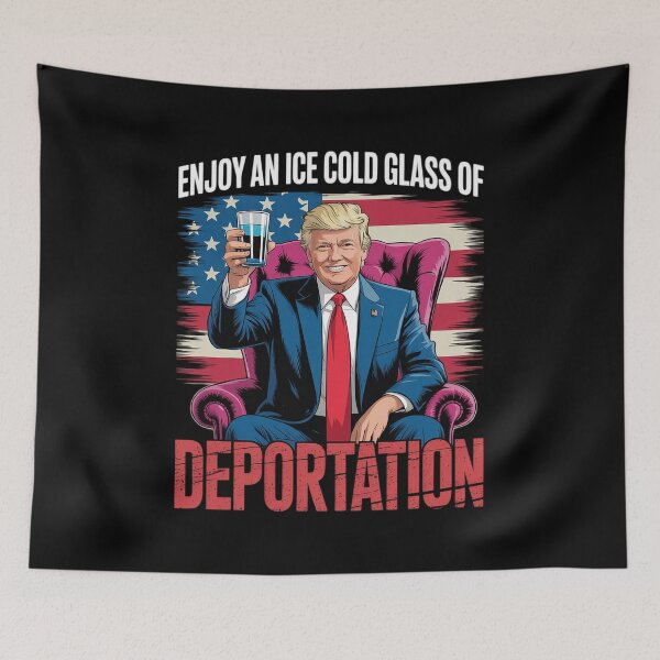 Item preview, Retro USA Flag Enjoy An Ice Cold Glass Of Deportation  designed and sold by MyzoToyota.