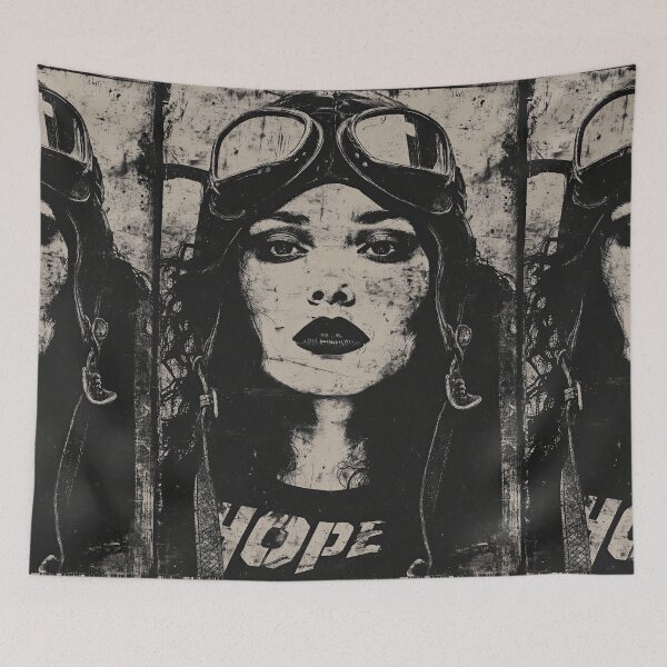 Item preview, A vintage portrait of a brave female pilot symbolizes hope. designed and sold by Piotrek0001.