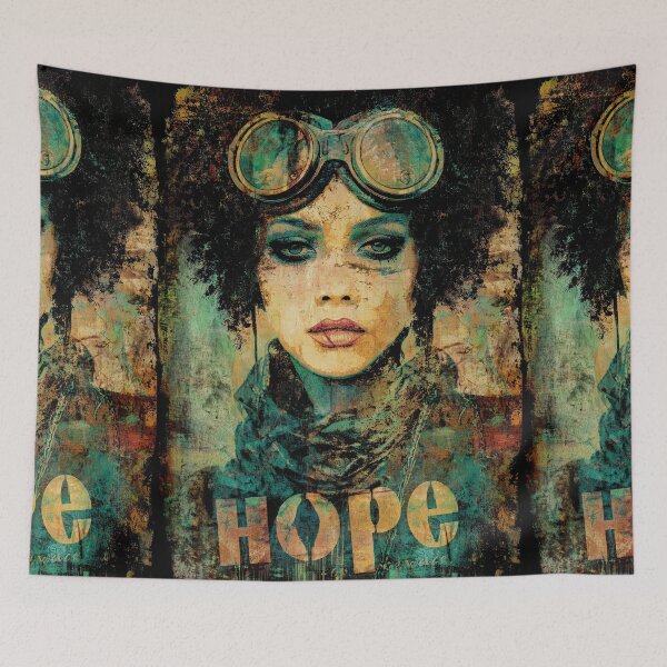 Item preview, Colorful grunge art portrait of a determined female aviator. designed and sold by Piotrek0001.
