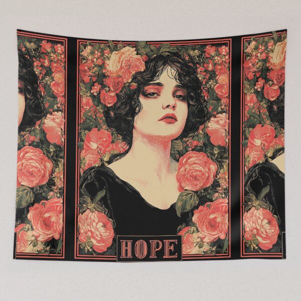 Item preview,  A woman surrounded by red flowers in artistic illustration. designed and sold by Piotrek0001.