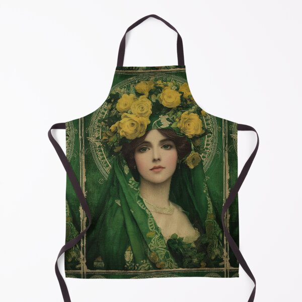 Item preview, A lady in a yellow rose wreath on green background. designed and sold by Piotrek0001.