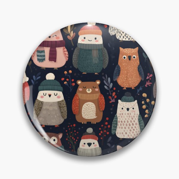 Item preview,  Adorable wild animals lovely winter pattern  designed and sold by SmileshareShop.