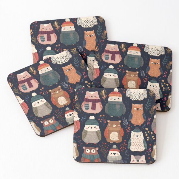 Item preview,  Adorable wild animals lovely winter pattern  designed and sold by SmileshareShop.