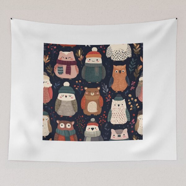 Item preview,  Adorable wild animals lovely winter pattern  designed and sold by SmileshareShop.