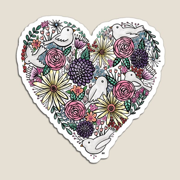 Flowers, Birds & A Heart Magnet