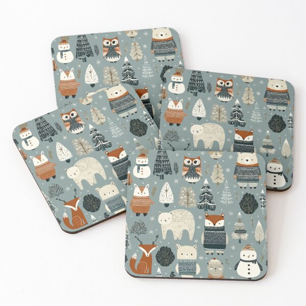 Item preview, Adorable wild animals lovely winter pattern 2 designed and sold by SmileshareShop.