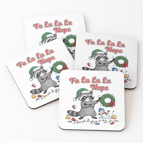 Item preview, Raccoon Christmas – Fa La La La Nope Funny Sticker designed and sold by Simplystik.