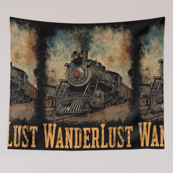 Item preview, Old steam locomotive on destroyed retro texture background designed and sold by Piotrek0001.
