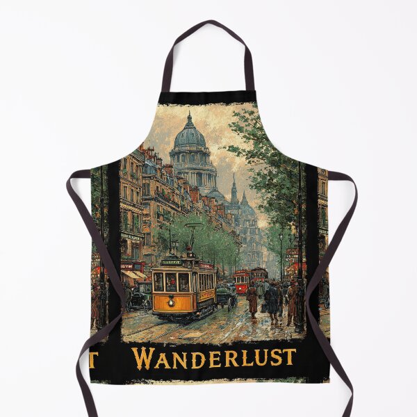 Item preview, Paris street with tram in retro painterly style designed and sold by Piotrek0001.