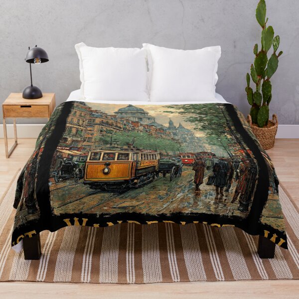 Item preview, Paris street with tram in retro painterly style designed and sold by Piotrek0001.