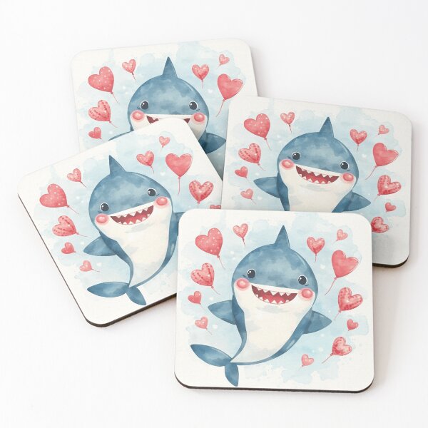 Item preview, Cute Smiling Shark with Hearts designed and sold by GenzShoppingHub.