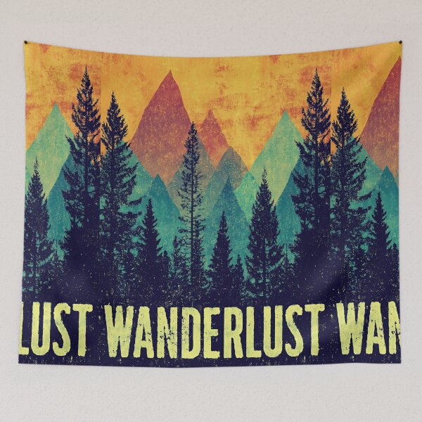 Item preview, Colorful mountains and pine forest grunge retro texture designed and sold by Piotrek0001.