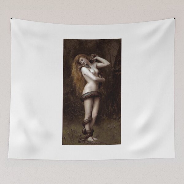 Item preview, Lilith with the Snake – John Collier Pre-Raphaelite Mythological Portrait designed and sold by Art Outlaws.