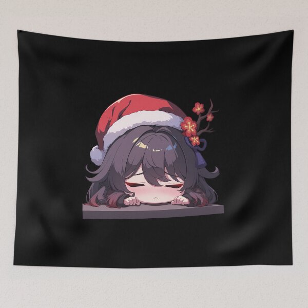 Item preview, Hu Tao Genshin Impact Game Christmas Peeker Chibi Kawaii Holiday Anime Girl designed and sold by HumbertoValveno.