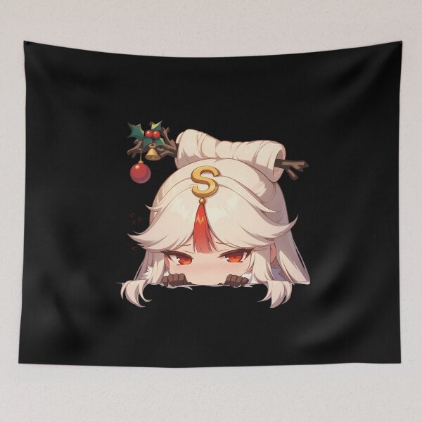 Item preview, Ningguang Genshin Impact Game Christmas Peeker Chibi Kawaii Holiday Anime Girl designed and sold by HumbertoValveno.