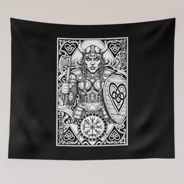 Item preview, Viking Queen Of Hearts Playing Card Norse Woman Mythology designed and sold by GrandeDuc.